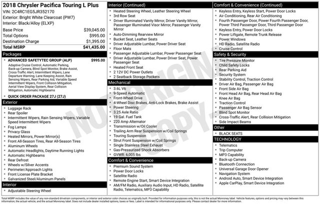 2018 Chrysler Pacifica Touring L Plus